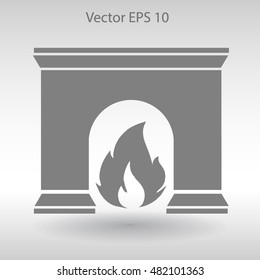 burning fireplace vector illustration