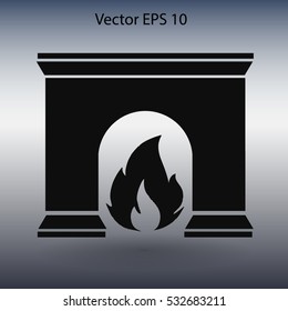 burning fireplace vector illustration