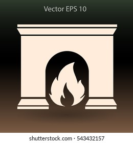 burning fireplace vector illustration