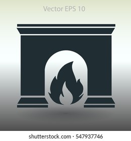 burning fireplace vector illustration