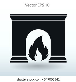 burning fireplace vector illustration