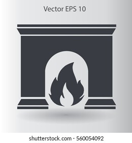 burning fireplace vector illustration