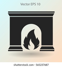 burning fireplace vector illustration