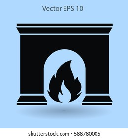 burning fireplace vector illustration