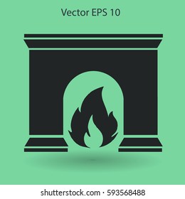 burning fireplace vector illustration