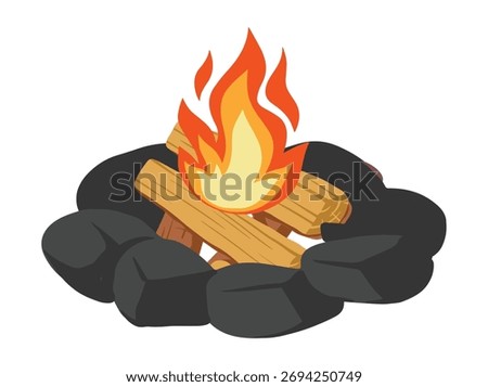 Burning Firewood Bonfire Flames Illustration