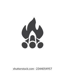Icono vectorial de leña en llamas. signo plano relleno para concepto móvil y diseño web. Fogata, icono del glifo de la hoguera. Símbolo, ilustración del logotipo. Gráficos vectoriales