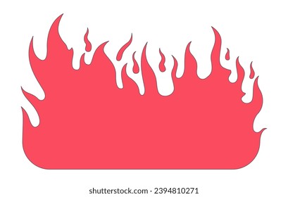 Burning flame 2D linear cartoon object. Crackling fire isolated line vector element white background. Wildfire hot dangerous. Firelight campfire. Inferno blaze color flat spot illustration