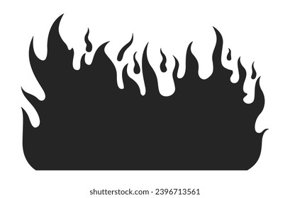 Burning flame black and white 2D line cartoon object. Crackling fire isolated vector outline item. Wildfire hot dangerous. Firelight campfire. Inferno blaze monochromatic flat spot illustration