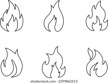 burning flame design icon set