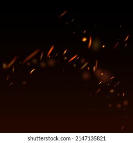 El Fuego De La Llama Fiery Desvela El Fondo. Efecto de fuego realista en negro. Realista Iluminación Energética. Noche brillante, Estrellas brillantes. Flashes Flake Calientes. Fuego Aislado, Parques Naranja Roja Amarillo, Humo.