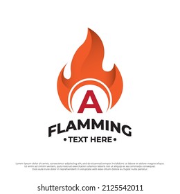 Brennende Flammengrafik mit Großbuchstaben Eine Design-Vorlage. Brandflamme Logo-Design-Vorlage Dropdown-Silhouette.