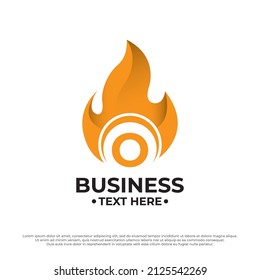 Burning flame fire illustration with capital letter O design template. Fire Flame Logo design template drop silhouette.