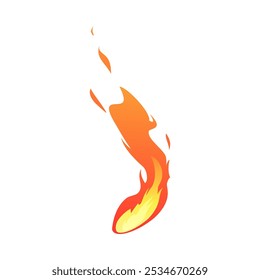 Icono de llama ardiente. Estilo de dibujos animados. Fuego caliente con llamas rojas y amarillas, aisladas sobre un fondo blanco. Fuerza y poder. Elemento de diseño decorativo. Ilustración vectorial.