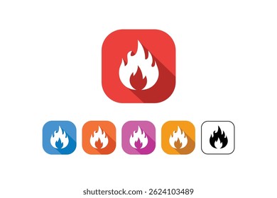 Burning Flame Icons with Fiery Red Sparks, fire flame icon, burning fire icon, red hot flame icon