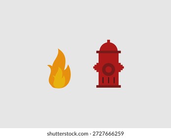 Uma chama acesa ao lado de um hidrante vermelho