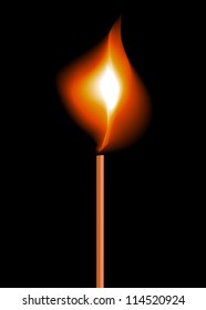 Burning flame on a matchstick. Vector illustration