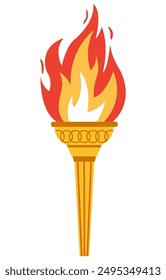burning flame torches. Sport games element victory symbols.