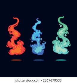 burning flames of different colors