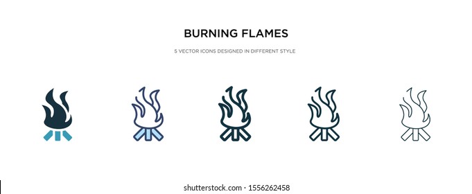 burning flames icon in different style vector illustration. two colored and black burning flames vector icons designed in filled, outline, line and stroke style can be used for web, mobile, ui