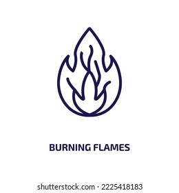 burning flames icon from nature collection. Thin linear burning flames, danger, fire outline icon isolated on white background. Line vector burning flames sign, symbol for web and mobile
