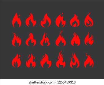 Burning flames vector set. Vector collection