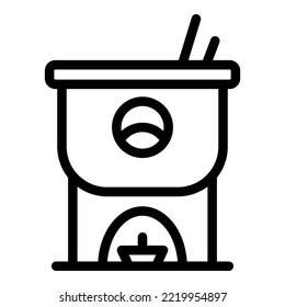 Burning fondue icon outline vector. Food cooking. Meat food