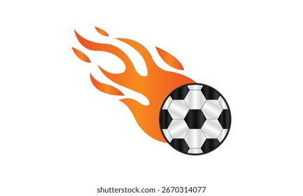 Fútbol ardiente con Ilustración vectorial de efecto de llama