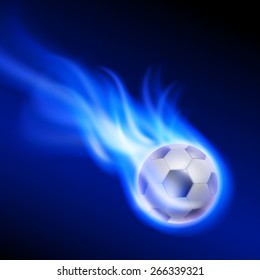 Burning football on blue fire. EPS10 vector.