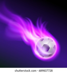 Burning football on purple fire. EPS10 vector.