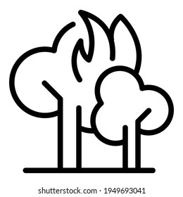 Burning forest icon. Outline burning forest vector icon for web design isolated on white background