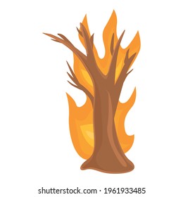 Burning forest tree icon. Cartoon of Burning forest tree vector icon for web design isolated on white background