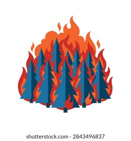 Burning forest with trees ablaze, representing natural disaster and environmental destruction by fire