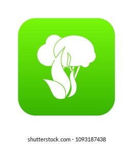 Burning forest trees icon digital green for any design isolated on white vector illustration