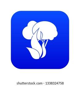 Burning forest trees icon digital blue for any design isolated on white vector illustration