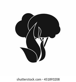 Burning forest trees icon in simple style isolated vector illustration