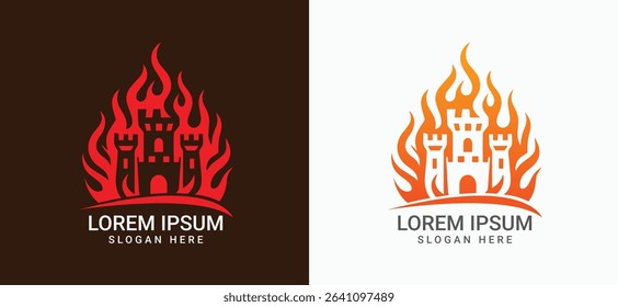Burning Fortress castle Logo design