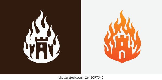 Burning Fortress castle Logo design