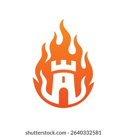 Burning Fortress fire castle Logo