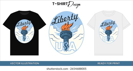 Burning Freedom Torch Vector T-shirt Design or Print and Sticker – Patriotic Symbol Art