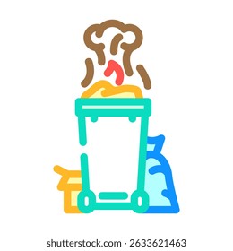queimando lixo escuro fumaça ar poluição ícone cor vetor. queimando lixo escuro fumaça ar poluição sinal. símbolo isolado ilustração