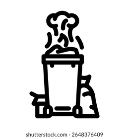 queimando lixo escuro fumaça ar poluição ícone da linha vetor. queimando lixo escuro fumaça ar poluição sinal. isolado contorno símbolo ilustração preta