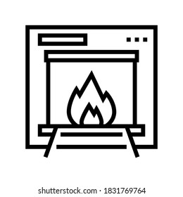 burning garbage machine line icon vector. burning garbage machine sign. isolated contour symbol black illustration