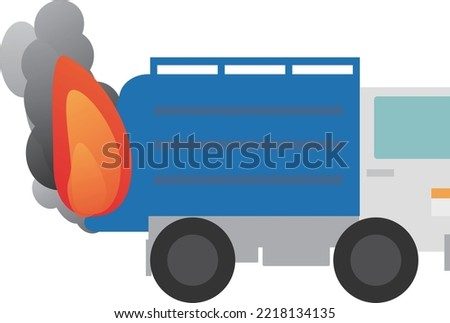 Burning garbage truck packer truck