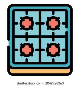 Burning gas stove icon. Outline burning gas stove vector icon color flat isolated