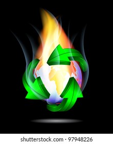 Burning globe - Abstract global warming vector illustration