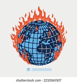 Burning globe. Great for printing on t-shirts, stickers and more.