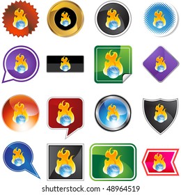 Burning Globe web button isolated on a background.