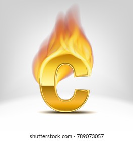 burning gold letter C