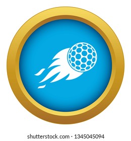 Burning golf ball icon blue vector isolated on white background for any design